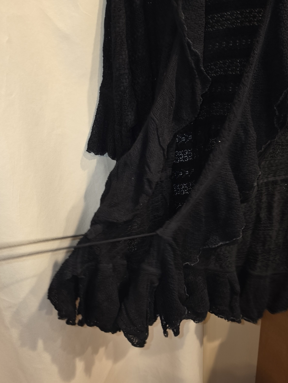 Ralph Lauren Black Ruffle-Trim Open Cardigan Small - Picture 6 of 11